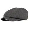 KAGYNAP 2020 Retro Tweed di Lana Addensare Berretto da Strillone Uomo Donna A Spina di Pesce Cappello da Uomo di Lana Cappello Pittore Inverno Ottagonale Cap3279