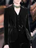 Женские брюки брюки женский бархатный костюм 3 одноготовленное платье с неровью для выпускной вечеринки Ladies Jacket Vest