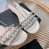 sandali firmati da donna sandali piatti larghi cursori della piattaforma sandali con strass hook loop nude sandles shoes classic brand beach casual woman sandels da spiaggia con scatola