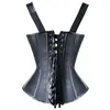 Kobiety Shapers Ladies Studing Corsets and Bustiers Sexy Pvc bielizna czarna body talia Trener Trainer Corset steampunki Underbust top