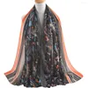 Sciarpe Autunno Donna 2023 Sciarpa a righe in viscosa Bufanda Mujer Musulman Collo Floreale Musulmano Hijab Scialli e stole femminili Cape Femme