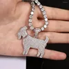 Colares pendentes DZ Charms de colar de animais de cabra brilhantes para homens para homens Mulheres douradas cor prata de zircão cúbico Hip Hop Jewelry Gifts