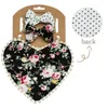 Baby Heart Bibs for Feeding Bow Headbands Double Side Flower Saliva Towel Kids Photography Props Hair Tied Bandanas