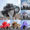 Bayanlar Organza Hat Kentucky Derby Düğün Kilisesi Çay Partisi Çiçek Çiçek Yaz Plaj Şapkası A002311K