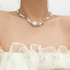 Choker Kpop Handmade Silver Color Square Chain Necklace 2023 Stylish Temperament Simple Clavicle Jewelry Gift