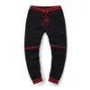 Pantaloni da uomo Pantaloni da jogging super morbidi patchwork tinta unita da uomo Pantaloni larghi con lacci Pantaloni sportivi