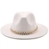 Chapeaux à larges bords Chapeaux seau Simole Fedora Chapeaux Femme Large Marron Épais Chaîne Or Bande Fed Chapeaux Jazz Chapeau Hiver Panama Camel Blanc Chapeau Femme 230512