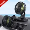 New USB Vehicle Fan Dual Head Powerful 3-Speed Dashboard Air Outlet High Airflow Fan Summer Accessories for Car Truck RV