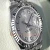 Factory S Luxury 2813 Women Automatic Movement 26mm Ladies SS 18K White Gold Silver Diamond Datejust #179174 Med Original Box248f