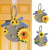 Decorative Flowers Bee Sunflower Wreath Sisal Rope Day For Front Door Decor Rustic Home Wall Garden Decoration Da