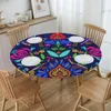 Table Cloth Waterproof Oil-Proof Folk Mexican Vacation Art Tablecloth Elastic Edge Cover Colorful Textile Embroidery