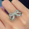 Anillos de boda CAOSHI elegante anillo de lazo para mujer para fiesta Color plata brillante Zirconia dedo joyería compromiso elegante dulce regalo