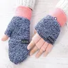 Five Fingers Gloves Winter Wool Thick Warm Mittens Fashion Girls Women Ladies Hand Wrist Warmer Solid Fingerless Mitten