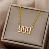 Pendant Necklaces 111 222 333 444 555 666 777 888 999 Angel Zircon Number For Women Stainless Steel Gold Charms Necklace Jewelry