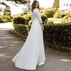 Вечеринка платья атласная круглая шея vestidos elegantes para mujer с тремя четвертями рукава белый кружев