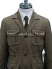 Men's Suits & Blazers Winter Tweed Herringbone Men Suits/Classic Safari Jacket With Four Envelope Pocket/Unique Design Casual Male Clothing
