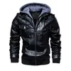 Hommes de Fourrure Faux Automne Hiver Chaqueta Moto Hombre Moto En Cuir Veste Hommes Chaud Coupe-Vent À Capuche PU Vestes Survêtement