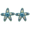 Boucles d'oreilles 2023 coréen coloré bleu cristal étoile étoile de mer pour les femmes mariée mariage Simple charme boucle d'oreille bijoux de fête