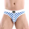 Cuecas de baixa cintura listrada cuecas masculinas algodão sexy calcinha sexy bolsa de pênis gay g-strings tanga biquíni