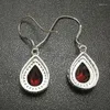 Dangle Earrings Natural Garnet Drop Earring Real 925 Sterling Silver 1.2ct 2pcs Gemstone #L18042103