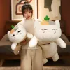 Japan Anime Cat Plush Toy Giant Soft Cartoon Kitten Doll Lång kudde för flickvän Presentdekoration 49 tum 125 cm