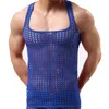 Canotte da uomo Maglia senza maniche da uomo Vedere attraverso il muscolo Fishnet Scava fuori la maglia Canotte Palestra Allenamento Sport Tee Abbigliamento uomo