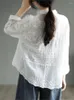 Women's Blouses Women Shirt 2023 Summer Autumn Retro Casual Spliced Lace Slim-type Tops Ladies Turn-down Collar Button Long-sleeved Blouse