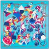 Nieuwe Twill Silk Scarf Dames Cartoon Printing vierkante sjaals Fashion Wrap Vrouw Foulard Grote hijab SHAWL Necklerchief 130 130cm247i