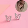 Silvernål glänsande zirkonfjärilar örhänge söta student smycken tillbehör franska enkla kristall knoppar örhängen