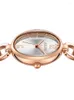 腕時計の小さな楕円形の女性用時計日本クォーツファッション時間ステンレススチールチェーンブレスレット時計誕生日ガールズギフトジュリアスボックス