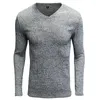 Men's Sweaters Knitted Bottoming Shirt Men V-neck Long-sleeved Qwe9958