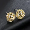 Stud Earrings Zircon Red Fused Alumina Light Luxury Semi-spherical Ball Pearl