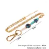 Ketens groothandel goud kleur metaal sleutel houder ketting steen stenen kralen sleutelhanger lanyard anti-lost sleutelhang halsband ketting geschenken geschenken