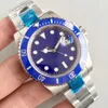 ST9 Mens Automatic Mechanical Ceramics Blue Dial Watches 41mm Full Stainless Steel Gliding Clasp Wristwatches Sapphire Glass Luminous Watch Montre