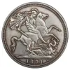 ROYAUME-UNI 1887 1888 1890 1891 1892 1 Couronne - Victoria 2ème portrait Argent plaqué Copie Coins