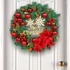 Dekorative Blumen 2023 Frohe Weihnachten rote Kranz Dekoration Girlande Vordertür Hanges Ornament Wandfenster Jahr Home Decor Drop