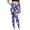 Active Pants DICHSKI Sportwear Women High Waist Fitness Tights Running Gym Navy Pink Flowers Push Up Ankle-Length Stretchy 2023 Clothes