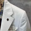 Men's Suits & Blazers Mens British Weddding Dress Suit White Blazer Jacket Pants Business Man Office Work Two Piece Sets High Quality Cotton