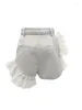 Kobiety szorty eleganckie mody Folds Folffle Women 2023 Summer Solid High Taly Short Spodnie Eleganckie biura panie