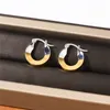 INS Orecchini a contrasto a forma di anello francese Design di nicchia Gioielli con ciondoli alla moda con cuciture a due colori