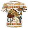 Camisetas masculinas índios Estilo da velha escola Impressão 3D T-shirt Fantasy Tee Pattern Design Summer Hip Hop Men