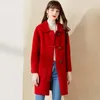 Mezclas de lana para mujer, moda de invierno 2023, chaquetas y abrigos largos de lana lisos a la moda para mujer, abrigo con cuello vuelto para mujer, ropa de abrigo para mujer