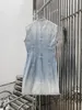 Casual Dresses V-neck U-shaped Locking Denim Dress Comfortable And Fashionable Temperament Versatile 2023 Summer 0724