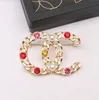 20style Retro Famous Design Marca Luxurys Broche de Broche Rhinestone Jóias Broche Mulheres Charme Pin Case