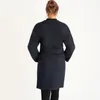 Femmes Mélanges De Laine Femmes Automne Hiver Europe Royal Épais Manteau Chaud Solide Bleu Marine Casual Simple Laine Avec Ceinture Plus La Taille 4XL-6XLFemmes