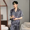 Vêtements de nuit pour hommes printemps été homme pyjama ensembles pyjamas en soie pour hommes grande taille maison vêtements pyjamas costume porter vêtements de détente homesuits