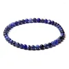 Strand Fashion 4mm Round Natural Stone Bead Armband Trendy Lapis Lazuli Zebra Sodalite Pärlor för kvinnor Män smycken gåva