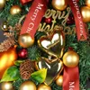 Flores decorativas 2023 Christmas Wreath Ribbon Garands Overling Ornamentos pendurados Janela Ano Navidad Home Decoration Drop