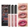 Lip Gloss Sdatter 3Pcs / Set Glitter Lipstick Set Kit de Perte Imperméable Longue Durée Sexy Lèvres Rouges Brillant Maquillage Cosmétiques Halloween Cadeau