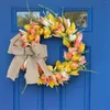 Decorative Flowers Wreath Door Hanging Spring Festival Bow Decoration Wall Summer For Front Decor